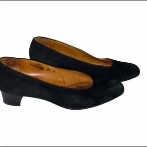 Vintage Coach 8.5 Made in Italy black suede‎ slip on block heels Old money